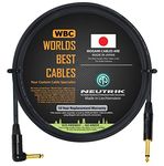 WORLDS BEST CABLES 6 Foot - Guitar Bass Instrument Cable Custom Made Using Mogami 2524 Wire and Neutrik NP2RX-B & NP2X-B ¼ Inch (6.35mm) Gold TS Connectors