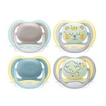 Philips Avent Ultra Air Soother - Pack of 4 Light, Breathable Soothers: 2 Glow in The Dark soothers and 2 Day soothers, 18M+ (Model SCF349/43)