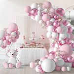 152 Pcs Pink Balloon Arch Kit with Pink White Metal Purple Confetti Balloons Party Balloon Decor for Wedding Baby Shower Birthday Anniversary Festival