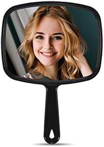 MIRRORNOVA Hand Mirror, Barber Hairdressing Handheld Mirror with Handle for Salon, Square, Black, Medium