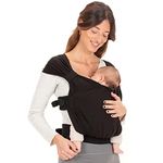 Baby Wrap Carrier Slings, Easy to Wear Adjustable Soft Infant Baby Carrier Hybrid for Boy or Girls, Baby Carriers for Newborn up to 35 lbs, Boba Bliss (Black Bliss)