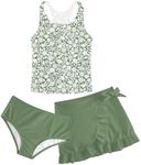 Cutemile Girls Bathing Suit Size 6 Green Swimsuit Daisy Swimwear Set for Hawaiian Vacation 5-6 Years