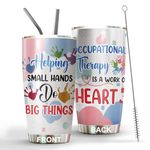 MEDROC Occupational Therapist Tumbler Stainless Steel 20oz, Work Of Heart Help Small Hands OT Gift For Birthday Christmas, OT Gift For Women Men Staff Boss, World Occupational Therapy Day Tumbler Wrap