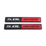 2X Chrome Metal 5.0 Coyote Logo Emblem 5.0L Badge 3D Turbo Sticker Car Decal for Mustang GT (Black&Red)