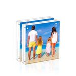 Meetu Acrylic 5x5 Picture Frame 2 Pack Clear Two Sided Desk Photo Frame Magnetic Frame Inner Size 4x4 with Gift Pack for Display Family Pictures Baby Photos Friends Pictures Pet Dog Picture