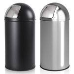 Jago® Indoor Trash Can – Swing Lid, 50l Capacity, Stainless Steel, Silver/Black – Push/Flap Rubbish Bin, Waste Basket, Dustbin, Container, Barrel, Bucket for Kitchen, Bathroom, Bedroom Office (Black)