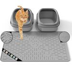 OHMO Cat Litter Mat Large 80 x 60 cm Grey Premium Silicone, Easy to Clean Waterproof Kitty Under Box Trapping Mat, Keep The Floor Tidy