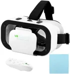 VR Headset for Phone with Controller,Virtual Reality Goggles,110° FOV VR Goggles, 3D Glasses Headset Helmets For VRs Game Video Movies Education Fit 4.7-6“ Screen(White+Black,Size:6.14*3.98*3.46inch)