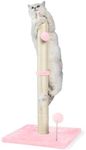 ANWA 32" Tall Cat Scratching Posts for Indoor Cats, 3-in-1 Cat Scratching Post with Plush Toys, Premium Sisal Post for Cats at All Ages with Reinforced Stable Base, Pink