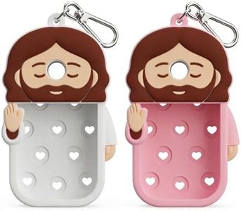 Cute Hand Sanitizer Silicone Sleeve Case Compatible with Touchland Hand Sanitizer Spray 1 FL OZ/30ML Protective Cover with Keychain Portable Anti Drop Holder Accessory White and Pink 2 Pack