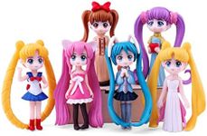 HYSTYLE 6 Pcs Lovely Girl Figurines Toys Mini Figure Collection Playset, Cake Topper Toy Doll Set, Car Doll, Office Ornament, Miniature Decorations, Landscape Scenes