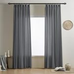 Rutterllow Pinch Pleat Drapes Gray Linen Modern Elegant Living Room Window Curtain Panels 96 Inches Long Back Tab Light Filtering Privacy Grey Bedroom Curtains 2 Panels 40" W x 96" L