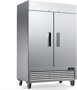 COTLIN 54" Commercial Refrigerators 2 Door Stainless Steel Reach in Refrigerator, 49 Cu.Ft Air Cooler Bottom Mount Fridge with 8 Shelves for Restaurant Kitchen Cafe Garage, ETL NSF Approved