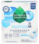Seventh Generation Dishwasher Detergent Packs, Blasts Away Stuck-On Food, Free & Clear, 45 Packs