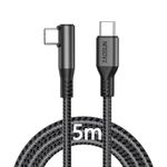 XAOSUN 240W USB C to USB C Cable 5M, Right Angle Type C Fast Charging Cable with E-Marker 2.0 Chip PD 3.1 Charger Cable For iPhone 15, MacBook Air Pro, iPad, Samsung Galaxy S23+, Pixel, Switch, VR