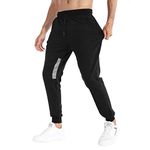 iCKER Joggers Trousers Mens Elastic Sweatpants Tracksuit Bottoms with Pockets Slim Fit Sports Pants Black