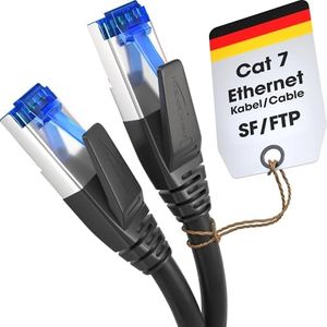 KabelDirekt – 10m – Cat 7 Ethernet, Patch & Network Cable (10Gbit/s, for Maximum Fiber Optic Speed, Ultra-Secure Triple SF/FTP Shielding, RJ45 Plug, Black)