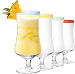 Pina Colada, Daiquiri, Frozen Cocktails & Juice Glasses, Hurricane Glassware, Large 17oz - 4 Set - Tropical Cocktail Tall Stemmed Crystal Grande Cups, Tulip Shaped for Bar Drinks, Bloody Mary, Mai Tai