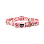 Olahibi Basic Dog Collar, Lily Floral Pattern, Soft and Durable Polyester Material, Adjustable Length for Puppy Dogs.(Extra Small, Pink Lily)