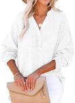 Femfady Ladies Tops and Blouses White Fall Linen Long Sleeve Cotton Gauze Loose Tunic Textured Professional Soft Shirts Blouse XL