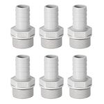 uxcell PVC Barb Hose Fitting Connector Adapter 16mm or 5/8" Barbed x G3/4 Male Pipe 6pcs