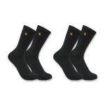 Carhartt Men's Force Midweight Crew Sock 2 Pack Work, Black, X-Large