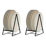 Hikinlichi Triangle Plate Holders Organizers 2 Pack Upright Cabinet Dish Drying Racks Metal Plate Dish Organizers Racks Stands for Countertop and Cupboard Black