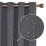 Deconovo Dot Line Decorative Super Soft Thermal Insulated Energy Saving Blackout Curtains for Living Room Dark Grey 52 x 84 Inch 2 Panels