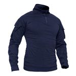TACVASEN Men's Tactical Military Sleeve Slim Fit Long Sleeve Hiking T-Shirt Navy, XL