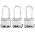 MASTER LOCK Heavy Duty Padlock, Security level 8/10, Outdoor, Keyed, Laminated Steel, Weatherproof, Long Shackle