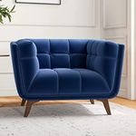 Torque Louis 1 Seater Fabric Sofa for Living Room|Bedroom|Office (Blue) | Home Furniture | 1 Year Warranty