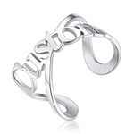 FaithHeart Personalised Infinity Open Rings for Teen Girls Silver Plated Name Band Ring Stainless Steel Promise Rings Females Gift for Christmas