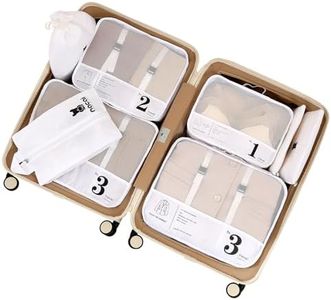 Lammcou Set di organizer per valigie, 8Pcs Sistema di Cubo di Viaggio, Travel Organizer Packing Cubes, Abbigliamento Intimo Calzature Organizzatori Sacchi Valigia di Stoccaggio (bianco)