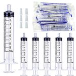 Gebildet 20pcs 10ml Syringe Without Needle(With Cap),Sterile Individual Wrap for Scientific Labs,Feeding Pets,Liquid Measuring or Refilling Multiple Uses Tools