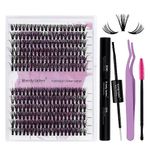 Individual Lashes Kit Cluster Lashes D Curl 0.07mm DIY Lash Extensions Kit 3D Clusters/40D Mixed 12-16mm Wide Stem Individual Lash Clusters Kit at Home(3D Clusters/40D-D-Cluster Lashes Kit)