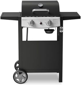 21000 BTU Propane Gas Grill with 2-Burner,325 sq.in Outdoor BBQ Grill for Barbecue Cooking with Top Cover Lid,Wheels,Side Storage Shelves,Barbeque Stove for Patio Garden Camping,Black