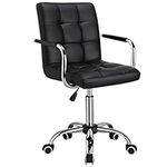 Yaheetech Computer Desk Chair Adjustable Swivel Office Chair Leather Work Chair with Back Support and Arms for Home Study or Conference Black