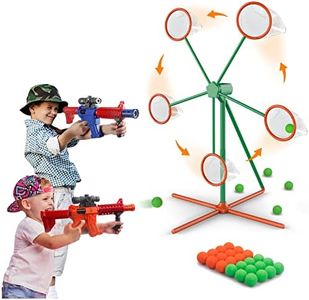 IFLOVE Shooting Games Toys for Age 5 6 7 8 9 10+ Years Old Boys,Kids Toys Outdoor Games with 2pk Popper Air Toy Guns & Moving Shooting Target & 24 Foam Balls,Birthday Boys