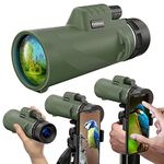 PURSUAL 12x50 High Power Monocular Telescope with Smartphone Holder & Tripod for Adults & Kids, Waterproof FMC HD Lens & Scope for Bird Watching, Camping, Hiking, Hunting, Concert, Wildlife, Travel