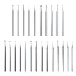 Luo ke 24 Pcs Jewelry Burr Sets, 3/32'' Shank Round Ball Burs, Stone Setting Bits, Round Shape Cup Burr, 90º Hart Burs and Bud Bur Kits for Lapidary Marking