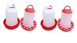 HUMBE&CO-6kg Feeder and 6Littre Drinker Bucket Tool with Lid Handle for Chicken Hen Poultry Feeding Qty= (6kgFeeder 2pc&6LtrDrinker 2 pc= 4pcs)