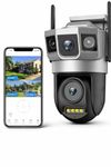 Dr Vision 6MP WiFi Dual Lens Outdoor PTZ CCTV Camera | 360° Rotation | Color Night Vision | Motion Detection | Two-Way Audio | Wireless Home Security with Mobile App V380 Pro (New Dual Lens PTZ)