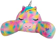 Kid's Bed Rest Pillow with Arms, Back Rest Cushion for Reading or Playing, Oeko TEX Certified, Oversized Plush Filled Backrest Pillow for Boys and Girls, Unicorn