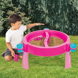 DOLU Kids 3-in-1 Sand & Water Pit with Drawing Table – Pink Outdoor Play Desk