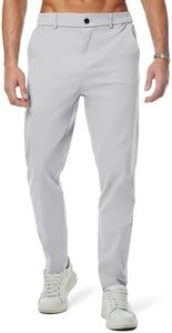 JMIERR Men's Stretch Chino Pants Business Casual Essentials Elastic Waist Slim Fit Tapered Cotton Twill Work Athletic Golf Dress Trousers, 2XL, Silvery