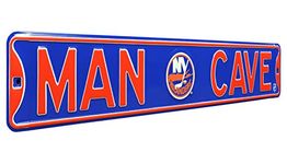 NHL New York Islanders Man Cave Sign, Metal Wall Decor- Large, Heavy Duty Steel Road Sign ââ‚¬â€œ Hockey Home Decor for Garage, Office, and Gifts for Men