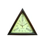 Regals Interiors Vintage Triangular Wooden Wall Clock Style Deep Glass Roman Number for Home, Hall, Office Decoration (16 Inch)