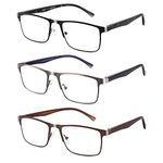 CRGATV 3-pack Reading Glasses for Men Blue Light Filtering Full Frame Metal Readers Anti Uv/Eye Strain/Glare (+2.5 Magnification Strength)