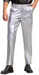 COOFANDY Mens Metallic Shiny Pants Disco Pants 70s 80s 90s Party Dance Night Club Pant Straight Leg Trousers