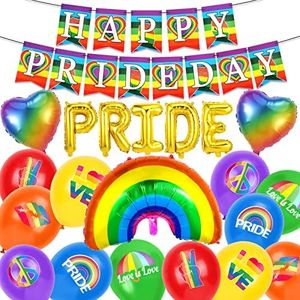 HOWAF Decoración de Fiesta de Orgullo Gay, Globos de Orgullo Gay Globos de Arcoíris Bandera Orgullo Gay Bandera Arcoiris Banner Bandera LGBT Pride Flag Banner para Orgullo Gay LGBT LGBTQ Gay Pride